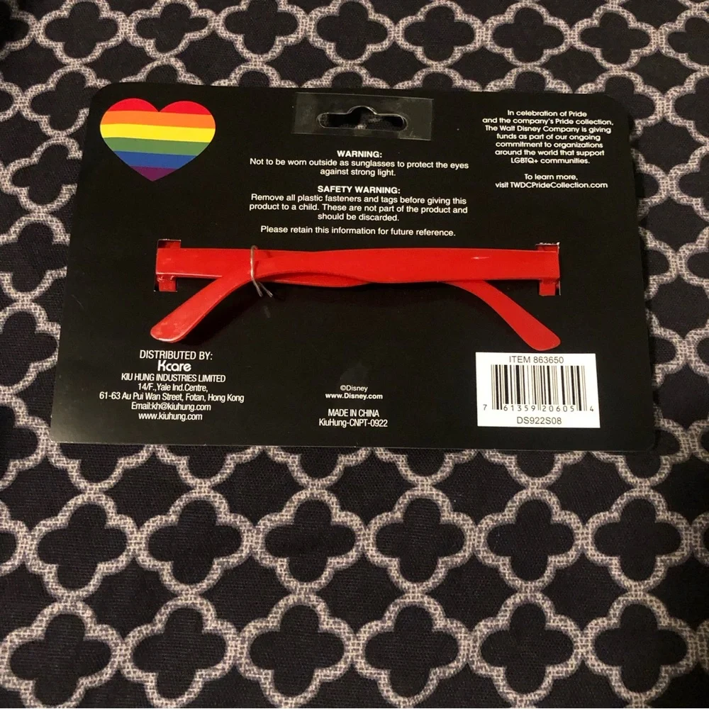 Disney Rainbow Pride Bundle Sunglasses Stickers Headband Sweatband Fan (4 Items)